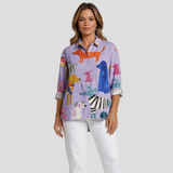Rose | Relaxed Fit Blouse Featuring Dog Design