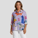 Rose | Relaxed Fit Blouse Featuring Dog Design