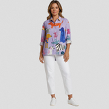 Rose | Relaxed Fit Blouse Featuring Dog Design