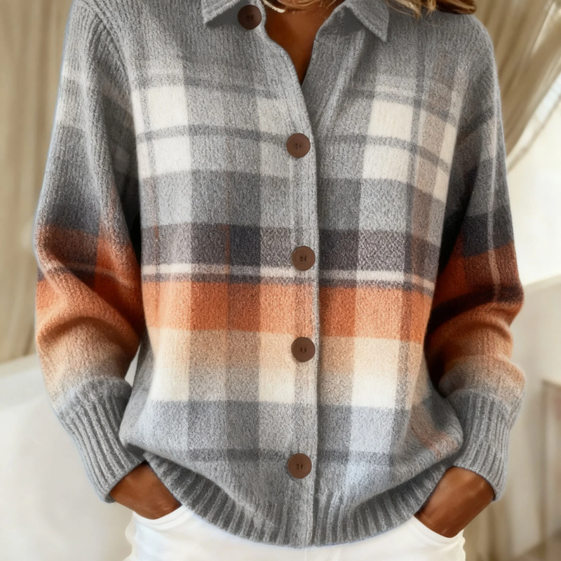Marlene | Warm Ombre Checked Cardigan