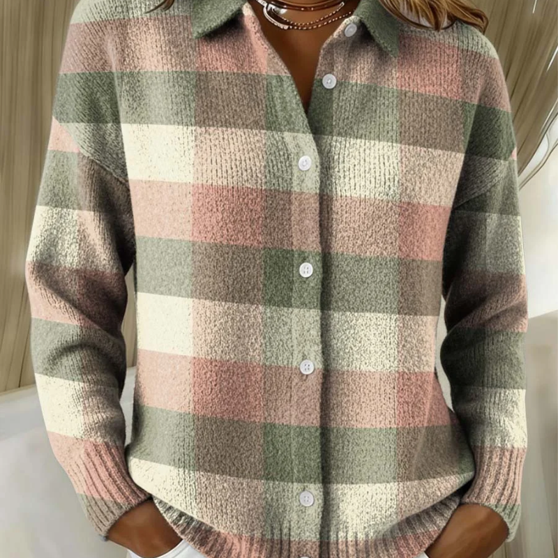 Grace | Pastel Checked Knit Cardigan