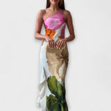 The Sapphire - Elegant Patchwork Maxi Dress