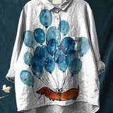 Ida | Casual Blouse Featuring Artistic Balloon and Dog Design