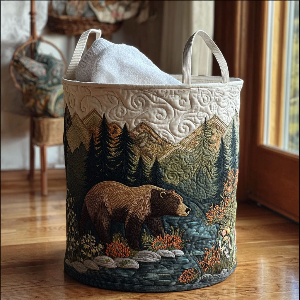 Bear in the Mountains | Quilted Laundry Basket