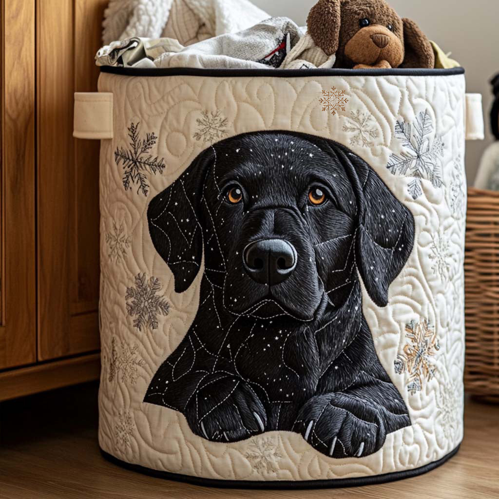 Black Labrador | Quilted Laundry Basket