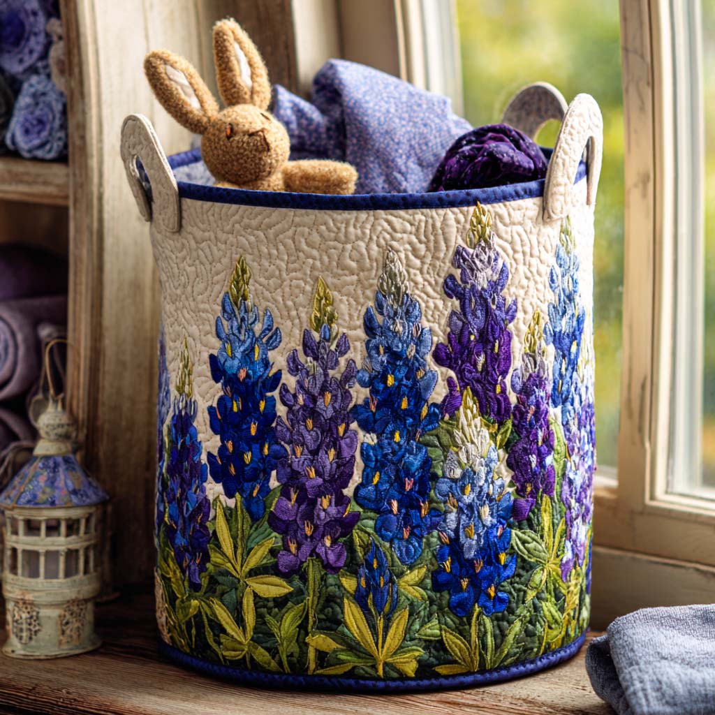 Bluebonnet Path | Quilted Laundry Basket