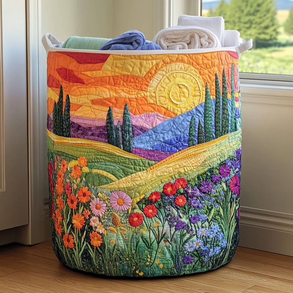 Bright Meadow | Quilted Laundry Basket