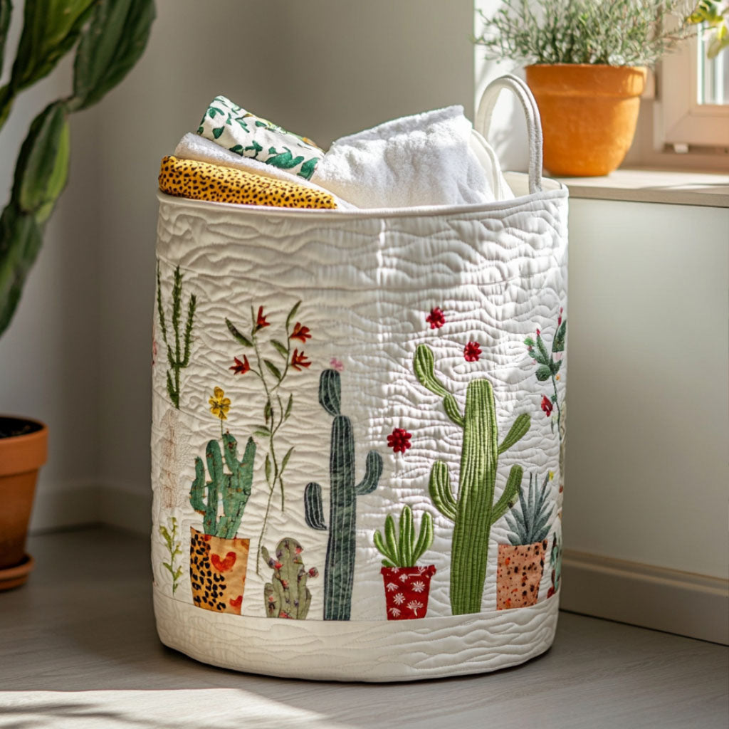 Cactus Garden | Quilted Laundry Basket