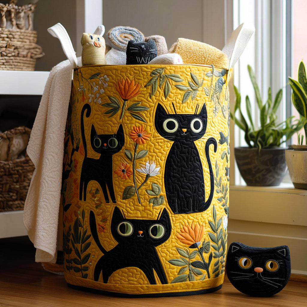 Cat Friends | Quilted Laundry Basket