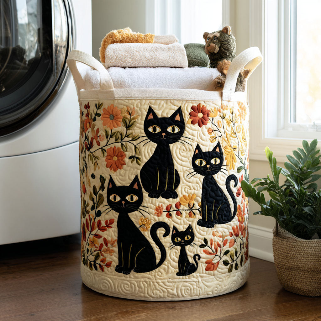 Cat Friends | Quilted Laundry Basket