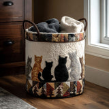 Cats under the Moon | Quilted Laundry Basket