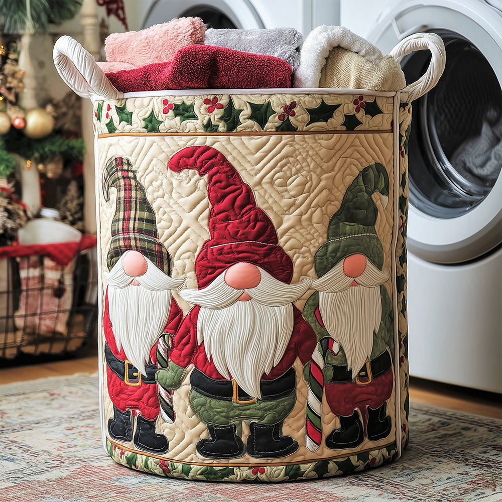 Christmas Gnomes | Quilted Laundry Basket