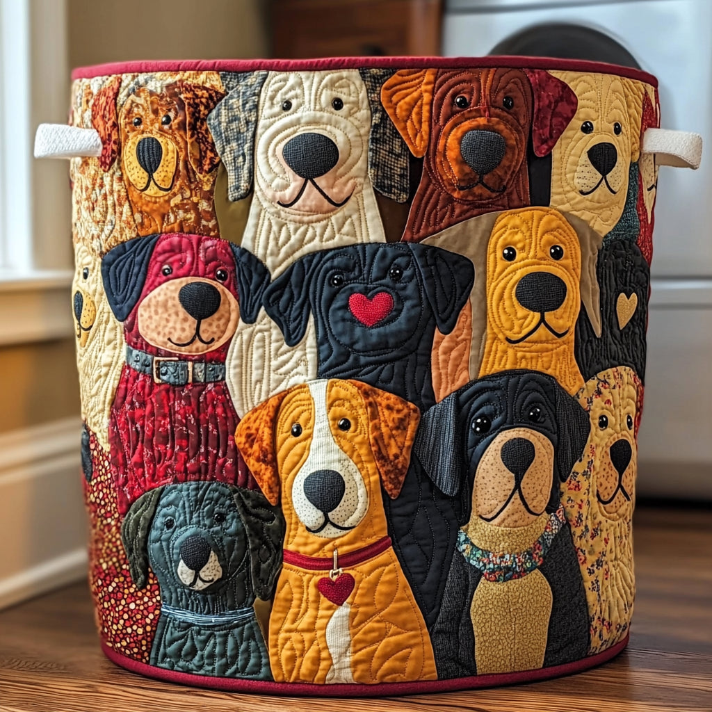 Colourful Dogs | Quilted Laundry Basket