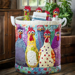 Colourful Hens | Quilted Laundry Basket