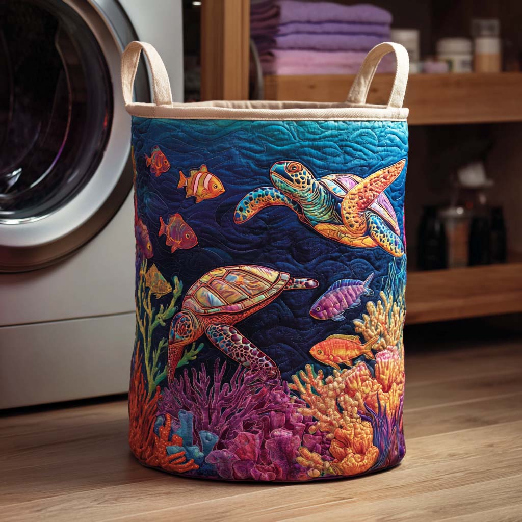 Coral Reef Turtle | Quilted Laundry Basket