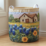 Cottage among the Flowers | Quilted Laundry Basket