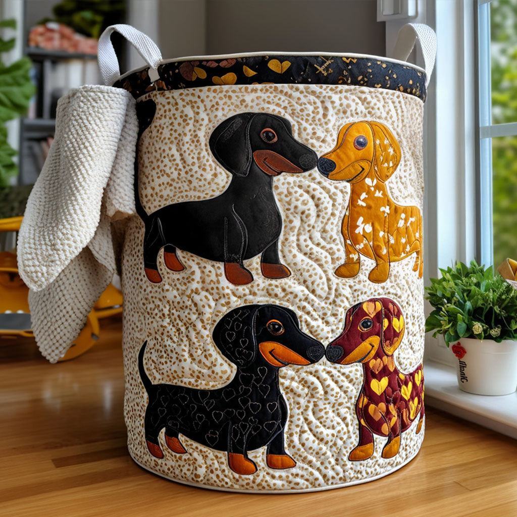Dachshund Duo | Quilted Laundry Basket
