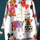 Lotte | Whimsical Blouse Featuring Heart and Animal Designs