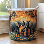 Elephants on the Savannah | Quilted Laundry Basket