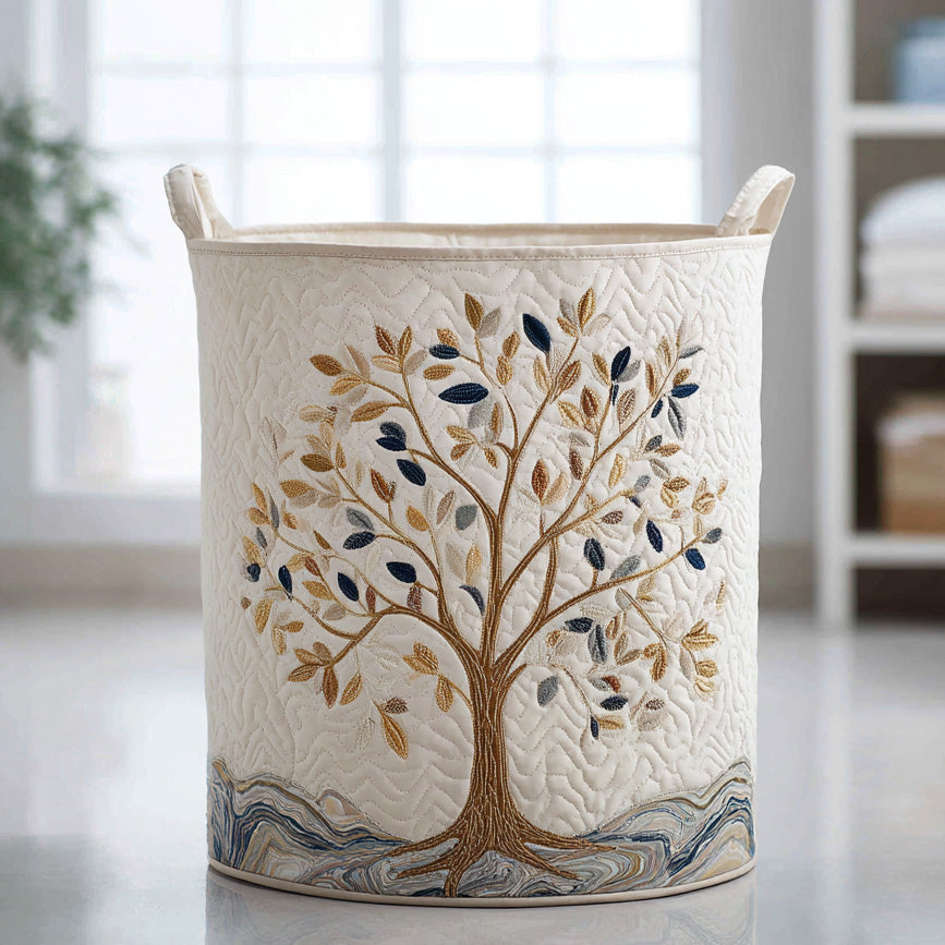 Golden Tree | Quilted Laundry Basket
