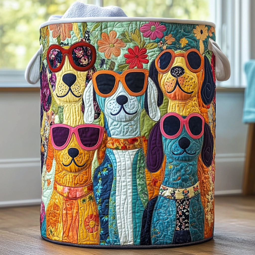 Happy Dogs | Quilted Laundry Basket