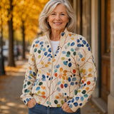 Anja | Cardigan with Colourful Leaf Pattern