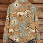 Brigitte | Cardigan with Horse and Cactus Design
