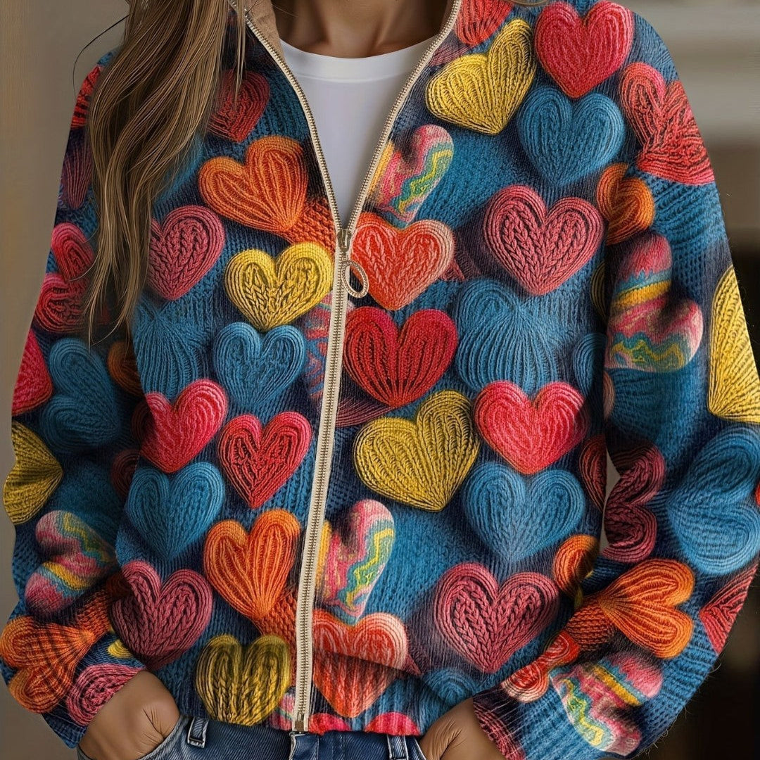 Susanne | Cardigan with Colourful Heart Pattern