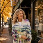 Heike | Cardigan with Thistle and Landscape Motif