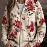 Monika | Cardigan with Vintage Rose Pattern