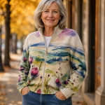 Heike | Cardigan with Thistle and Landscape Motif