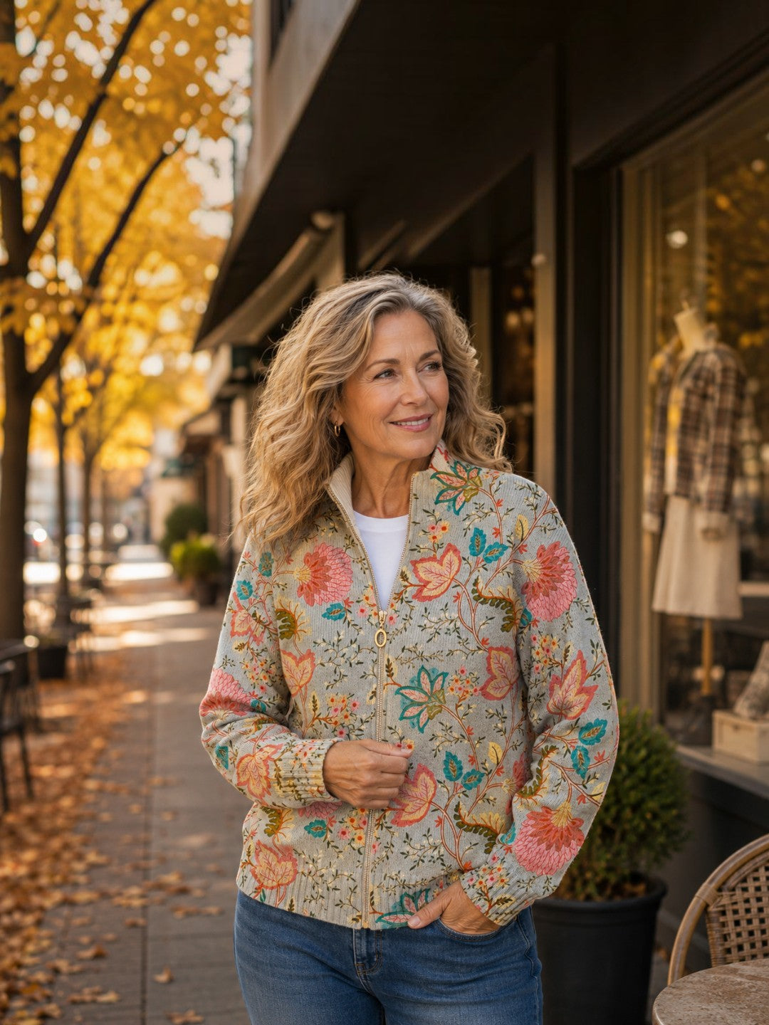 Petra | Cardigan with Floral Garden Pattern