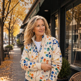 Anja | Cardigan with Colourful Leaf Pattern