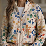 Anja | Cardigan with Colourful Leaf Pattern