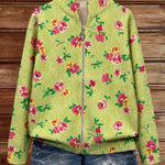 Elke | Green Cardigan with Floral Pattern