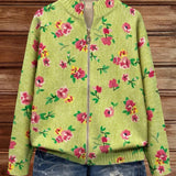 Elke | Green Cardigan with Floral Pattern