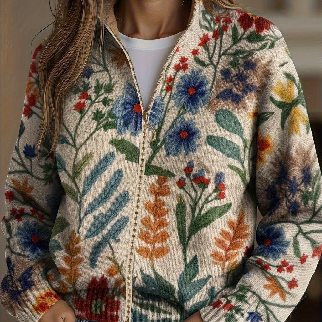 Birgit | Cardigan with Botanical Floral Pattern