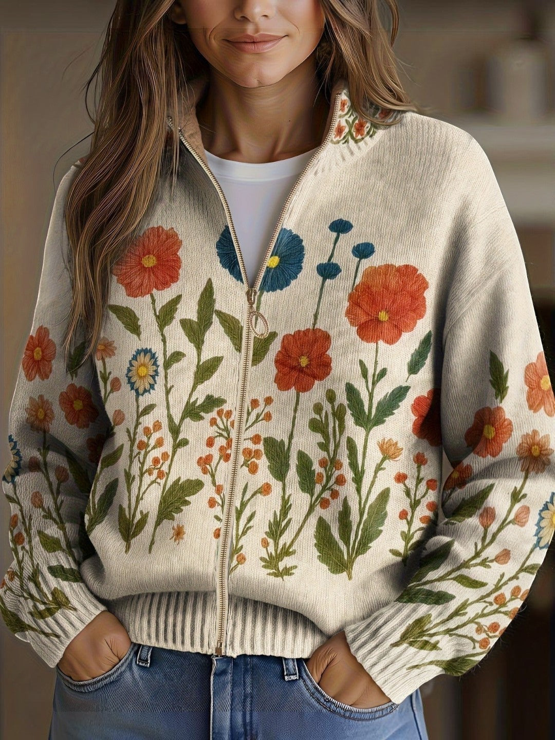 Andrea | Cardigan with Wildflower Pattern