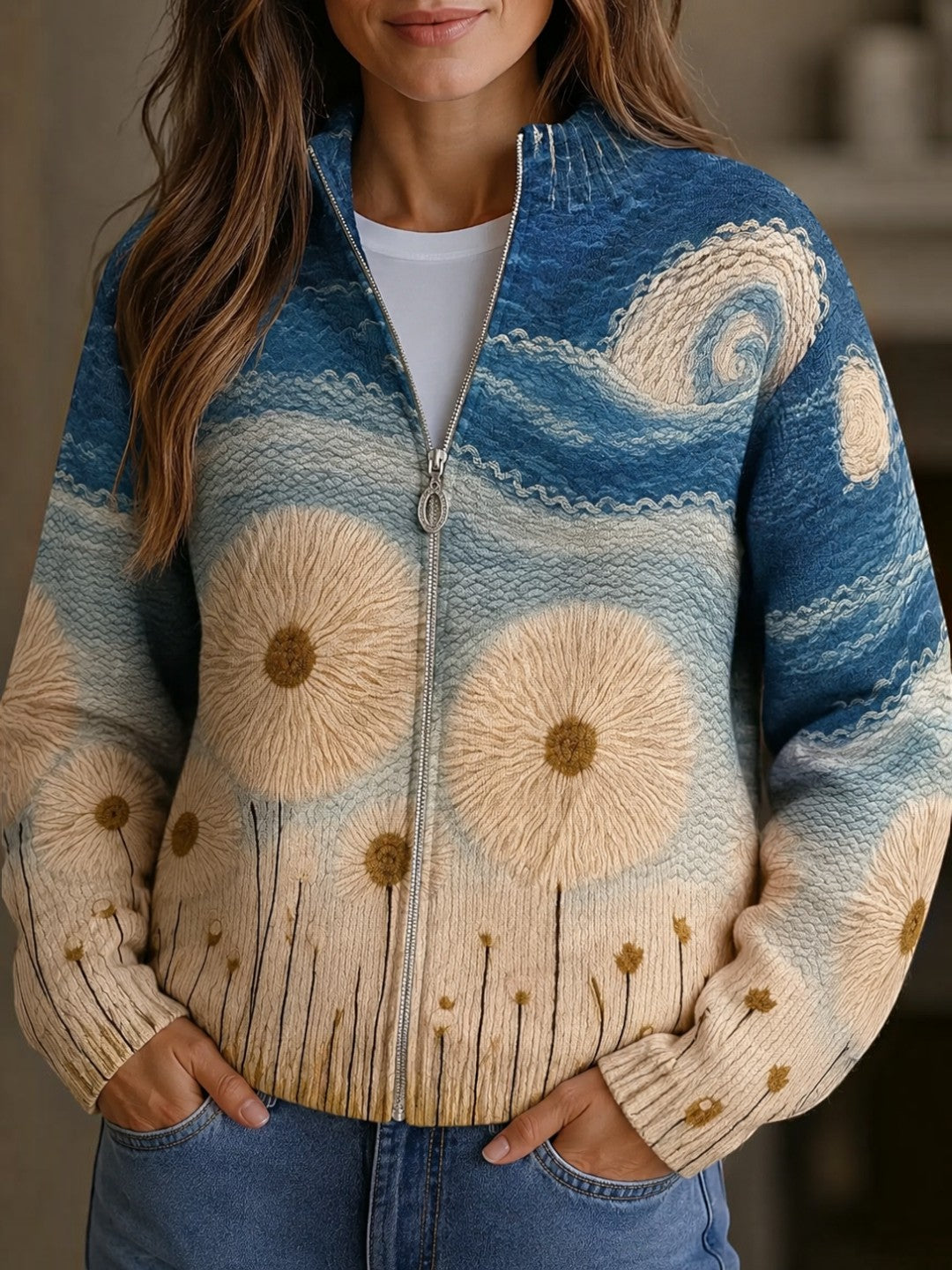 Renate | Cardigan with Dandelion Motif