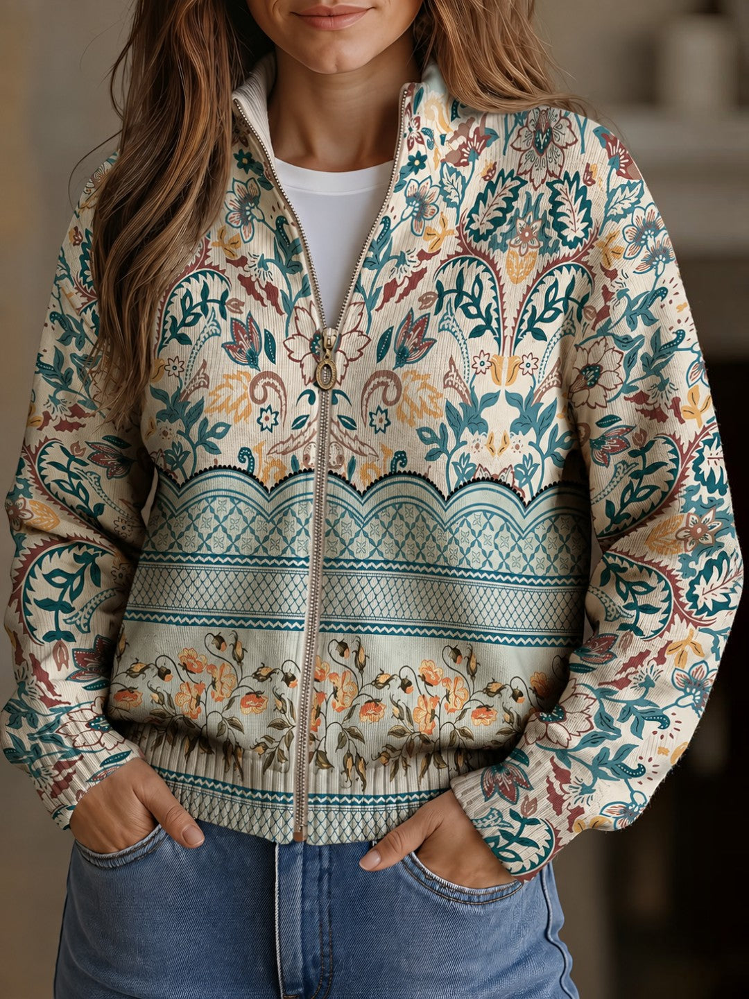 Gisela | Cardigan with Floral Border