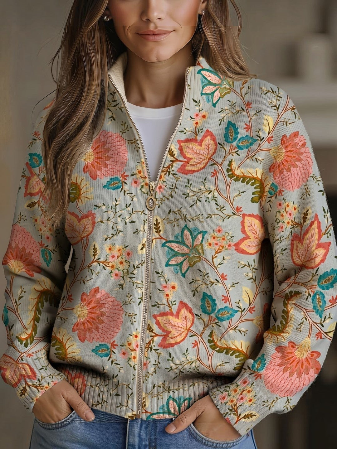 Petra | Cardigan with Floral Garden Pattern