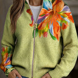 Claudia | Cardigan with Colourful Lily Motif