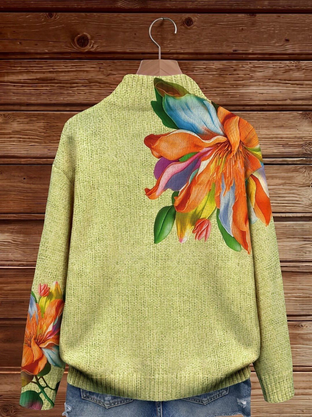 Claudia | Cardigan with Colourful Lily Motif