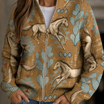 Brigitte | Cardigan with Horse and Cactus Design