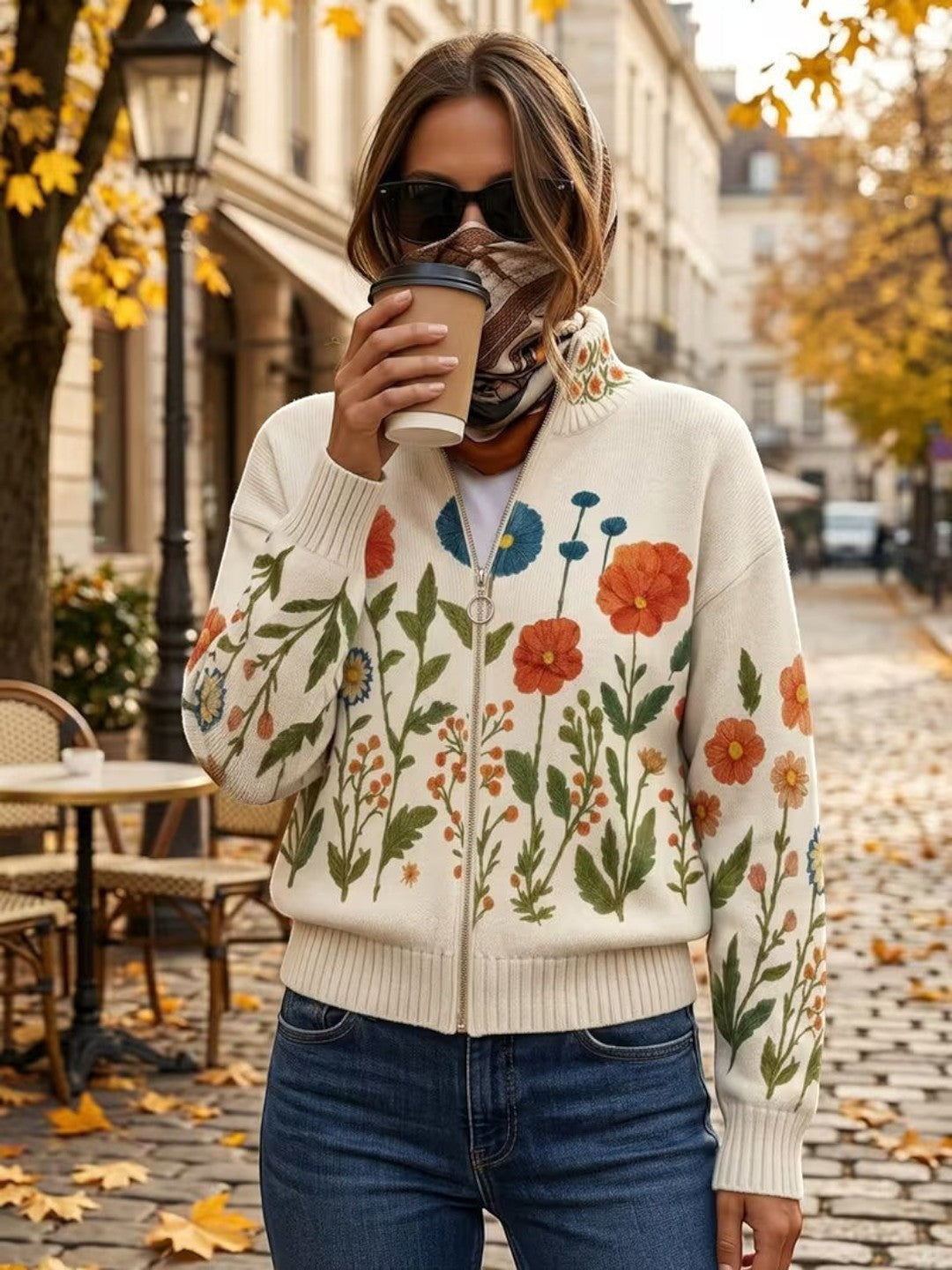 Andrea | Cardigan with Wildflower Pattern