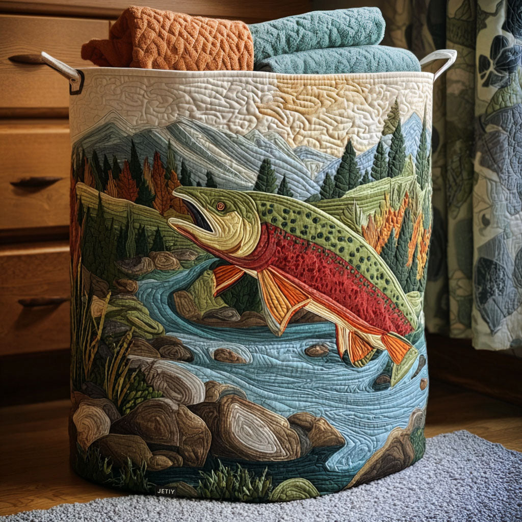Mountain Stream | Quilted Laundry Basket