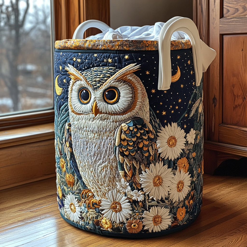 Owl under the Stars | Quilted Laundry Basket