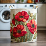 Red Poppies | Quilted Laundry Basket