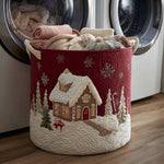 Snowy Cottage | Quilted Laundry Basket