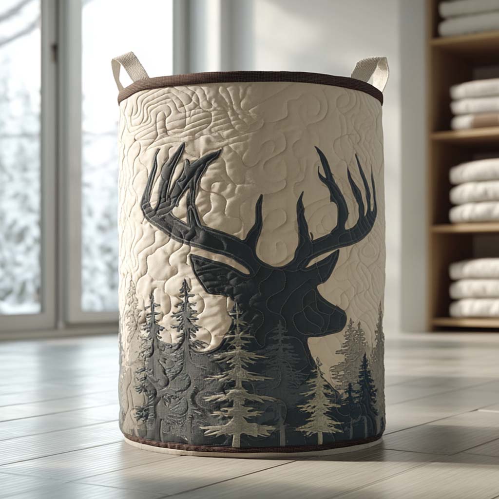 Stag in the Woods | Quilted Laundry Basket